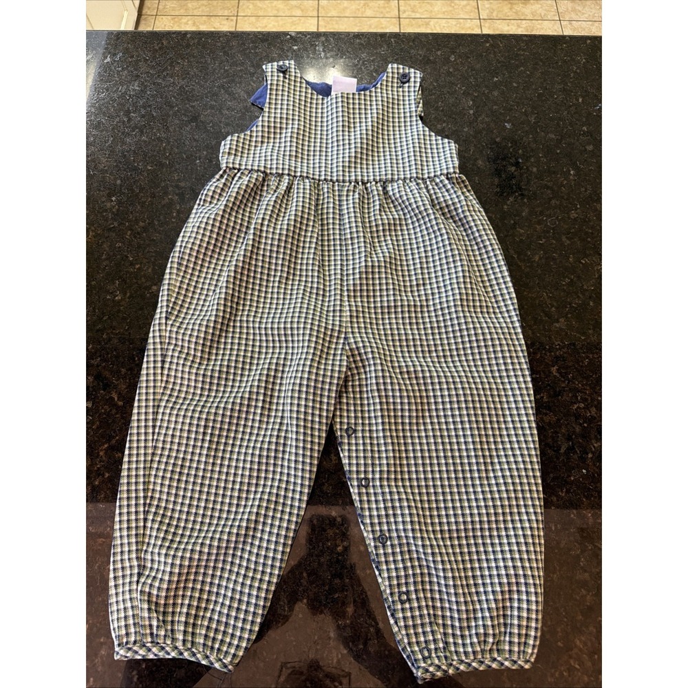 Vintage Kelly's Kids‎ Girls Long Bubble Sz 3 Plaid Overall Boutique USA Made